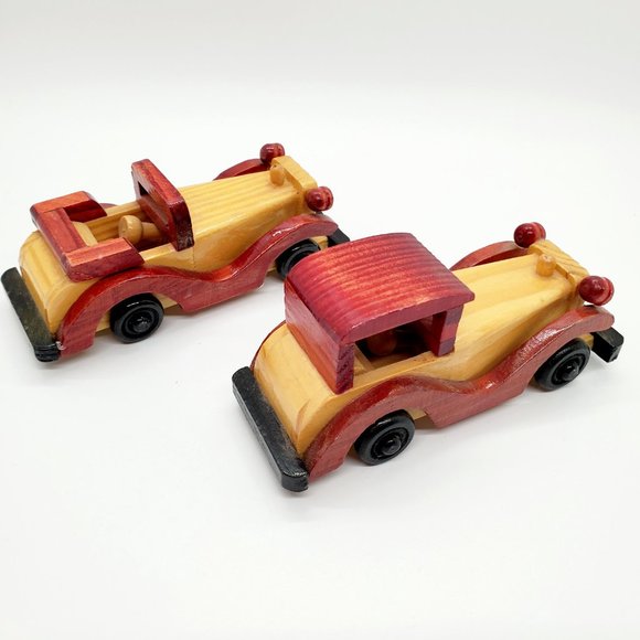 Vintage Small Wooden Cars Handmade Crafted Wood Collectible - Picture 7 of 8